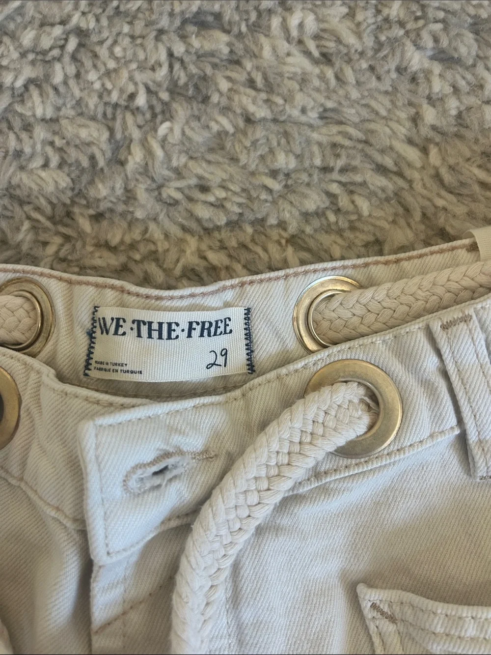We The Free Cream Canvas Patchwork Painter Pants - Picture 2 of 5